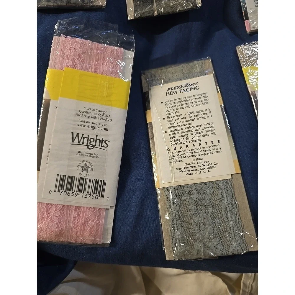 6 Pack Hem Tape Lot – Assorted Colors & Styles None Sealed All Used Lace & Solid